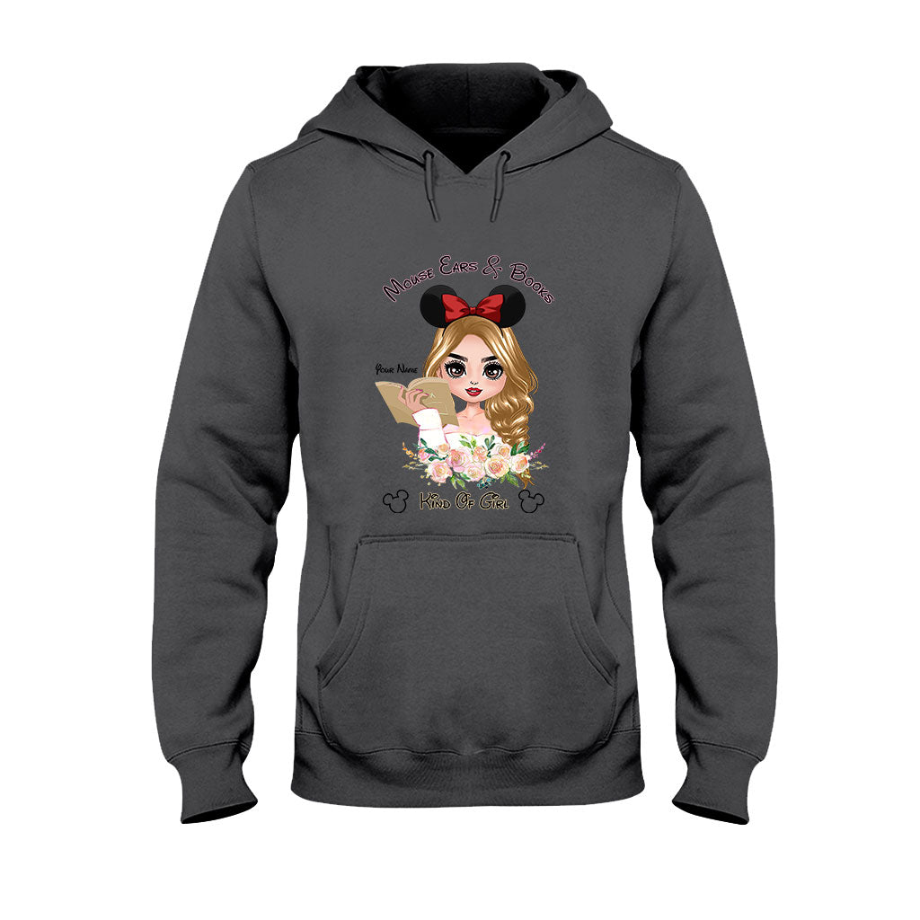 Personalized Mouse Ears & Books T-Shirt for Girls - Custom Name Gift