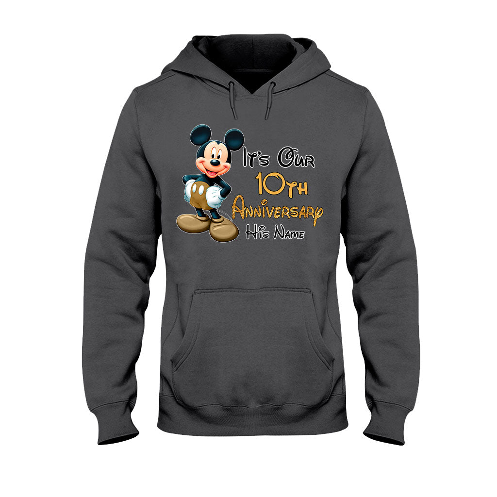 Personalized Mickey and Minnie Anniversary T-shirt & Hoodie Set for Couples