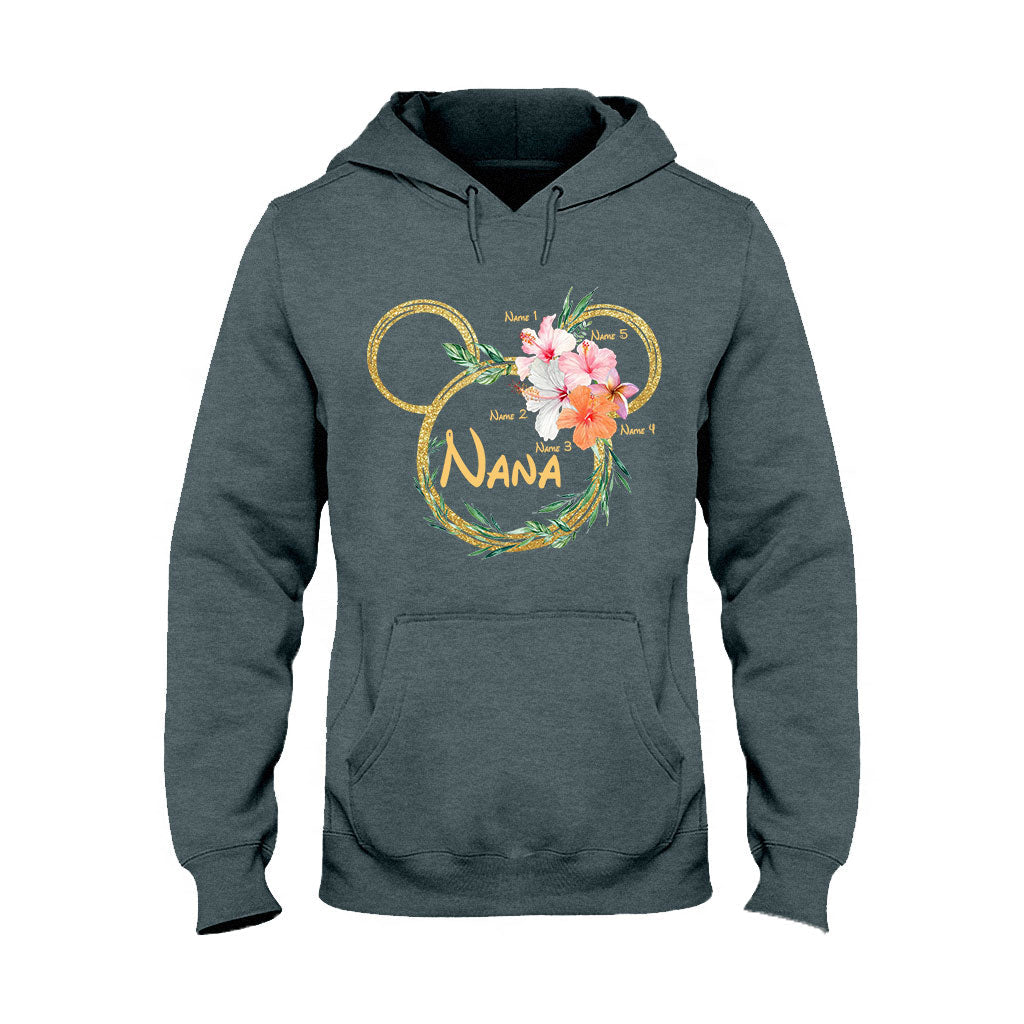 Personalized Floral Mouse Ears T-Shirt for Grandma - Custom Nana Gift