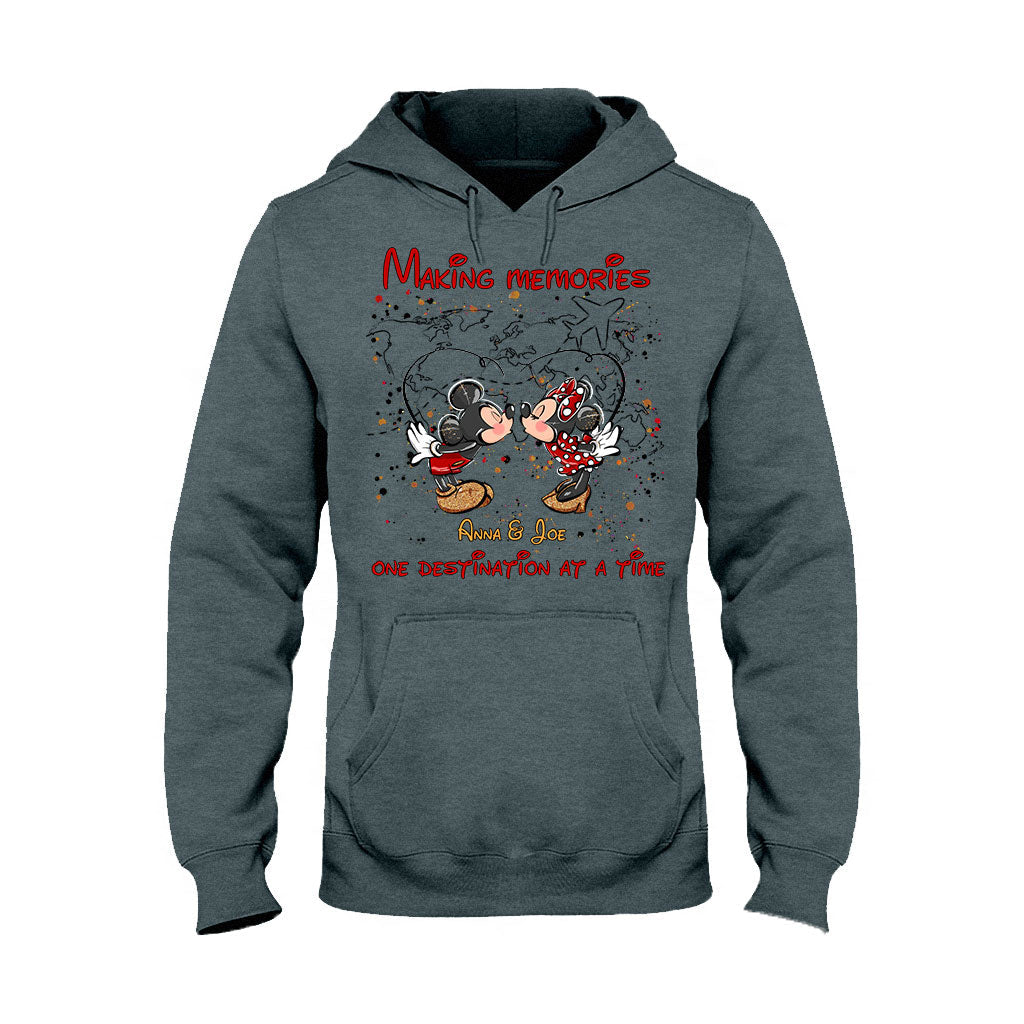 Personalized Mickey Mouse T-Shirt & Hoodie with Custom Names for Couples