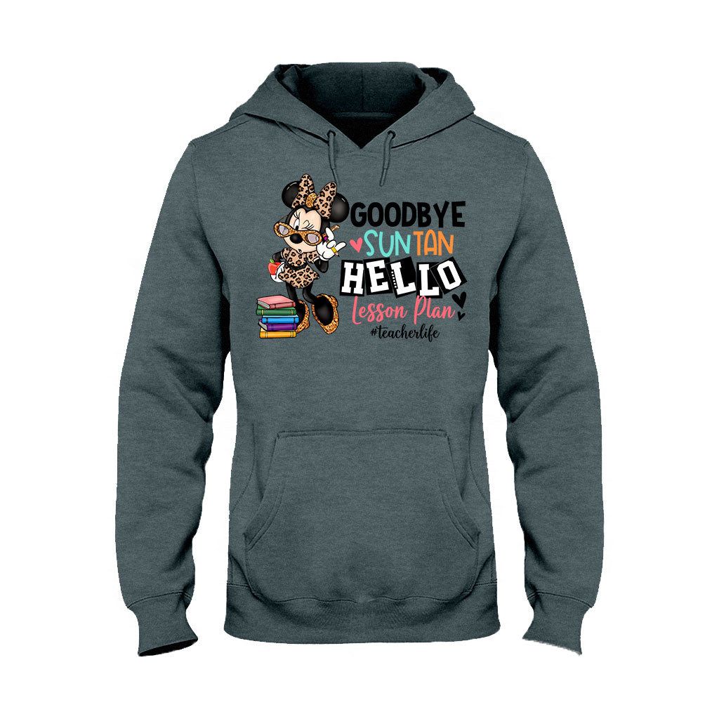 Personalized Teacher T-Shirt and Hoodie Goodbye Suntan Hello Lesson Plan Gift