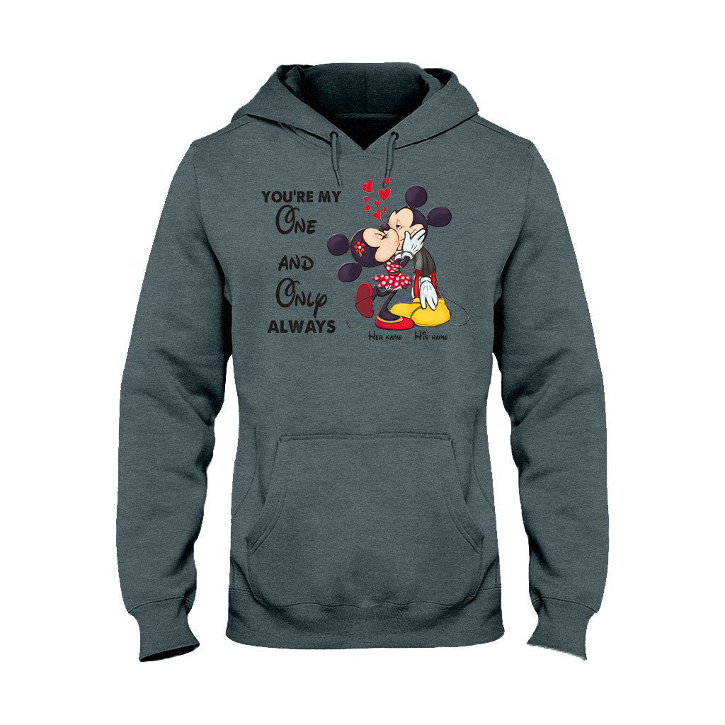 Personalized Couple T-shirt & Hoodie with Mickey Design | Custom Names Gift