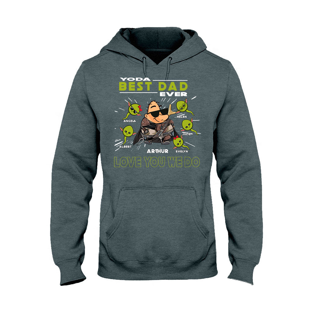 Personalized Yoda Best Dad Ever T-Shirt Hoodie Custom Names Gift