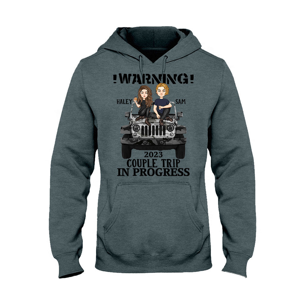 Personalized Couple Car T-Shirt and Hoodie with Custom Names | Engagement, Valentine's Day, Anniversary Gift