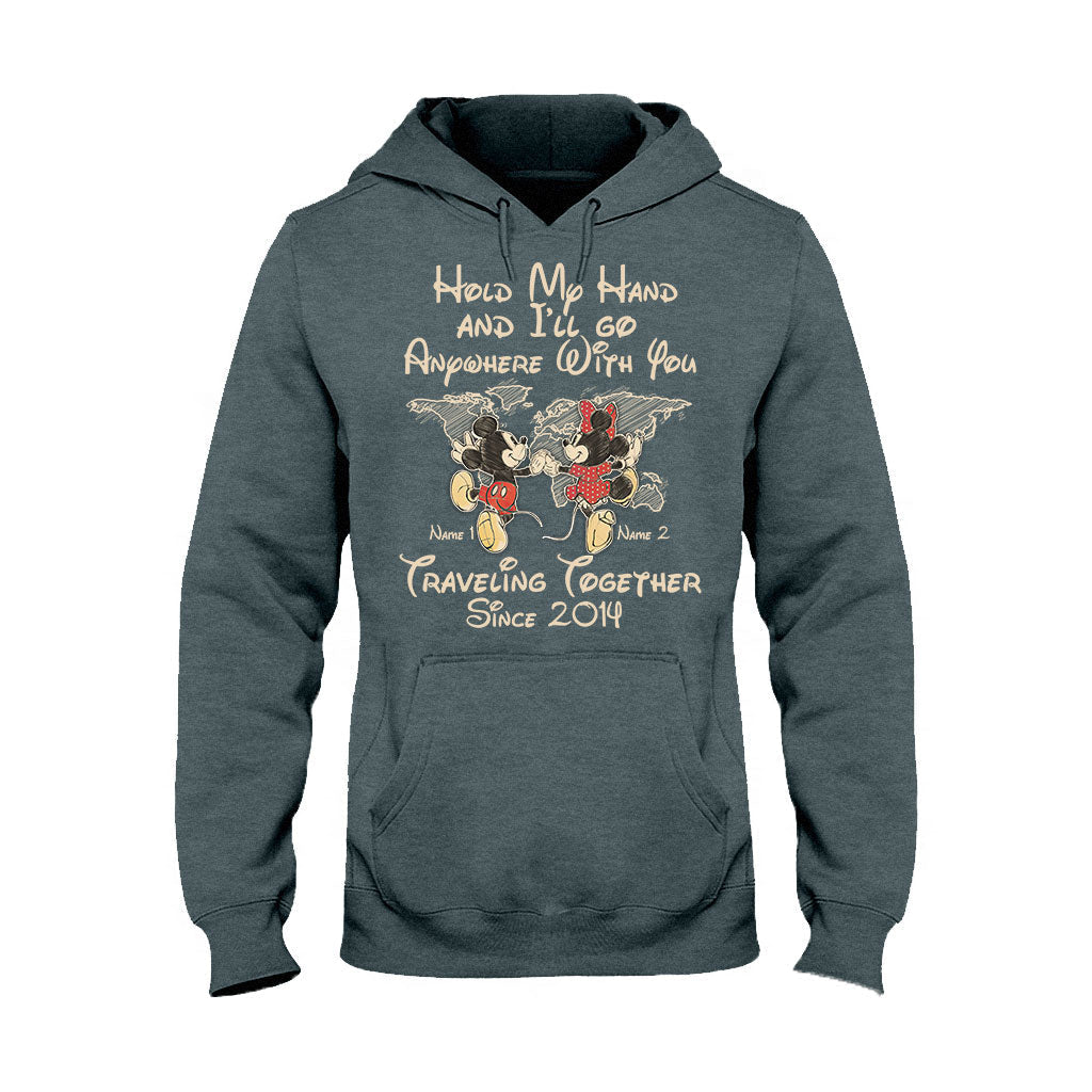 Personalized Couple T-shirt Custom Names Travel Together Gift