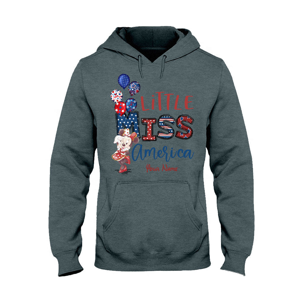 Personalized Independence Day Little Miss T-Shirt and Hoodie Custom Name Gift