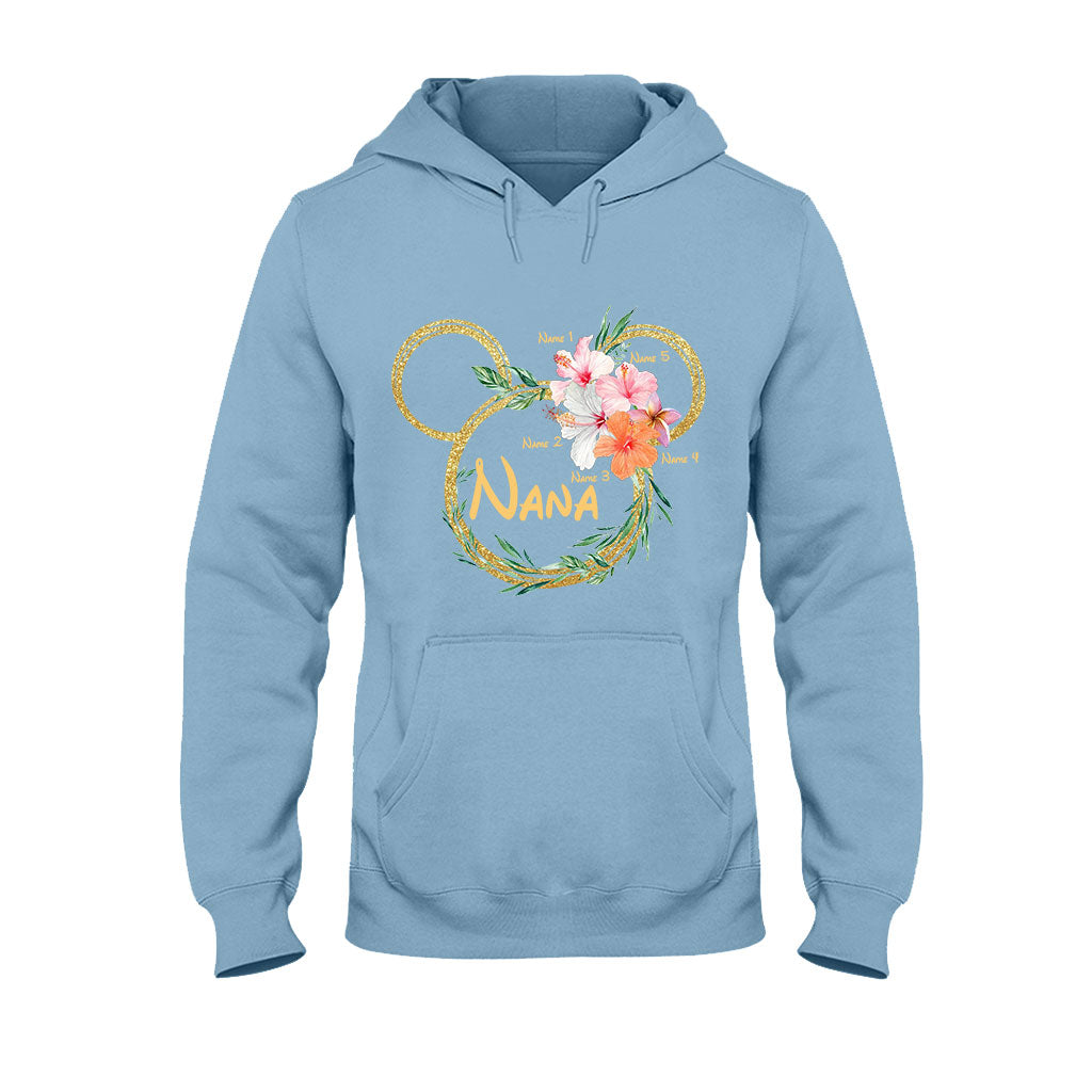 Personalized Floral Mouse Ears T-Shirt for Grandma - Custom Nana Gift