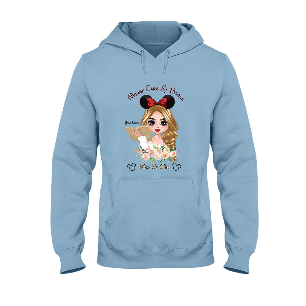 Personalized Mouse Ears & Books T-Shirt for Girls - Custom Name Gift
