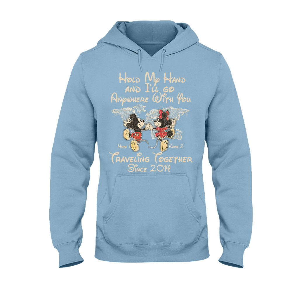 Personalized Couple T-shirt Custom Names Travel Together Gift