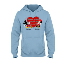 Load image into Gallery viewer, Personalized Couple Mouse T-shirt &amp; Hoodie with Names Gift
