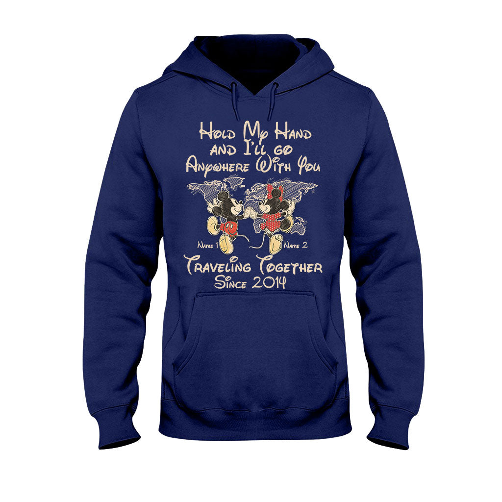 Personalized Couple T-shirt Custom Names Travel Together Gift