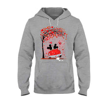 Load image into Gallery viewer, Personalized Couple T-Shirt &amp; Hoodie with Heart Design for Valentine’s Day
