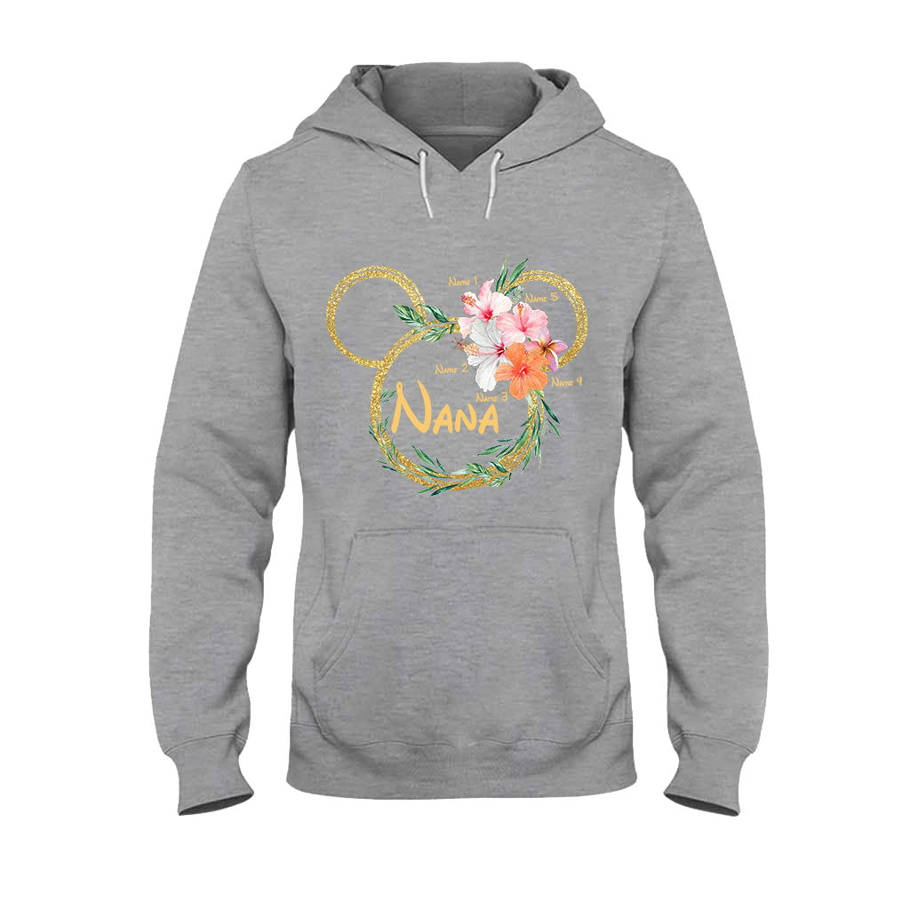 Personalized Floral Mouse Ears T-Shirt for Grandma - Custom Nana Gift