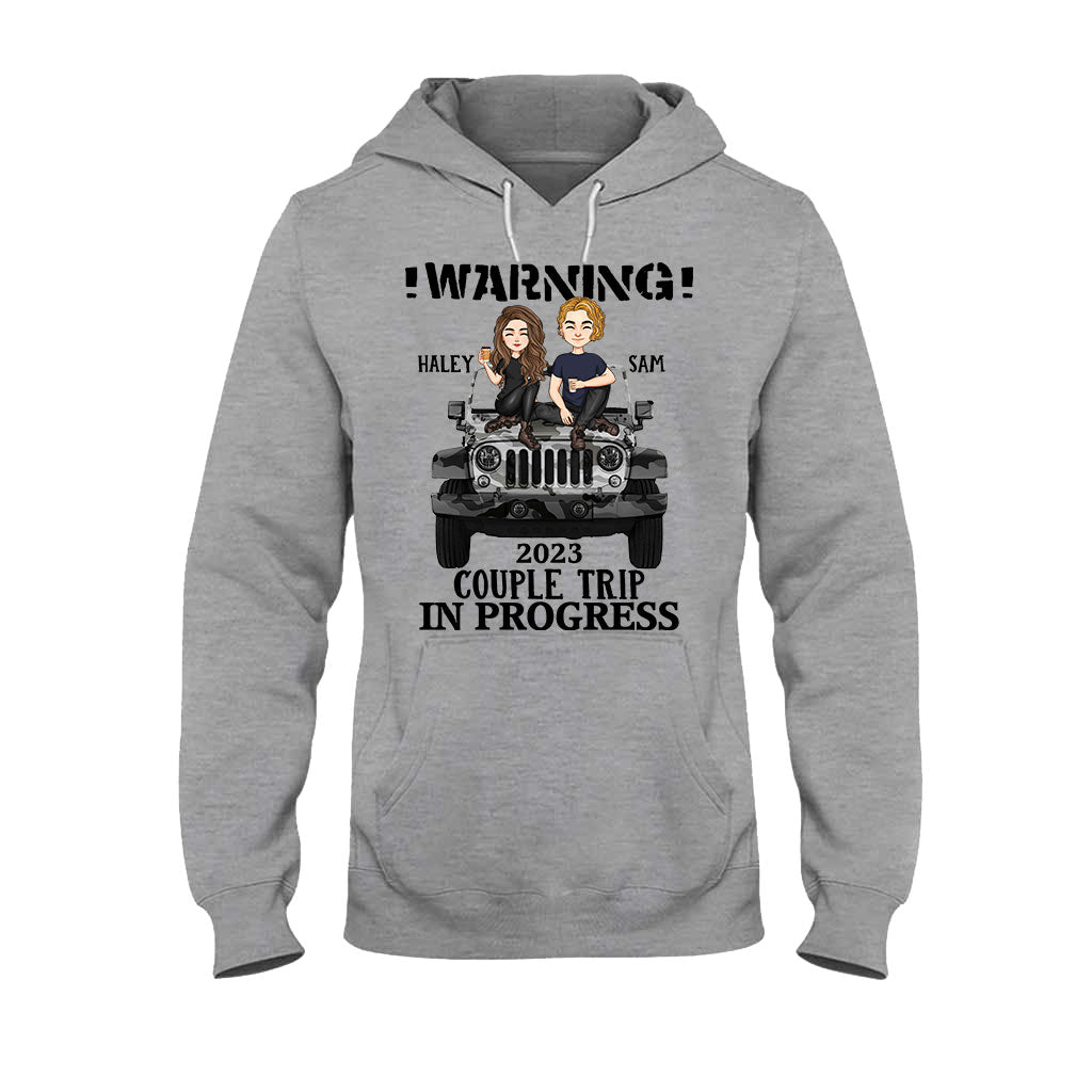 Personalized Couple Car T-Shirt and Hoodie with Custom Names | Engagement, Valentine's Day, Anniversary Gift