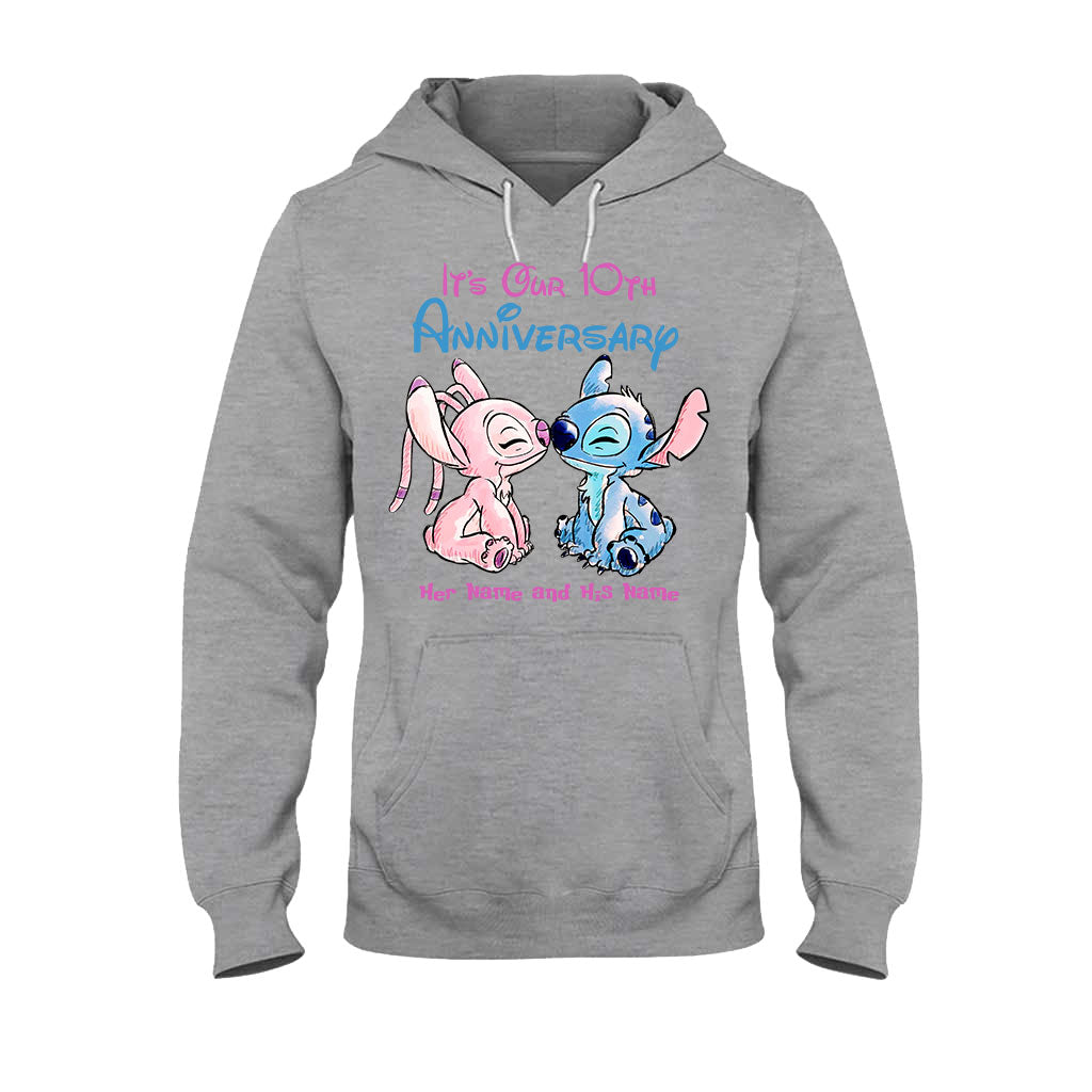 Personalized Anniversary T-Shirt & Hoodie Custom Names Gift for Couples