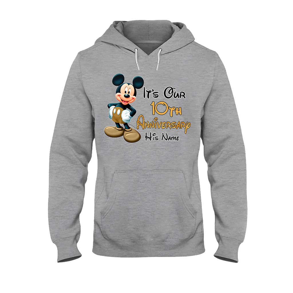 Personalized Mickey and Minnie Anniversary T-shirt & Hoodie Set for Couples