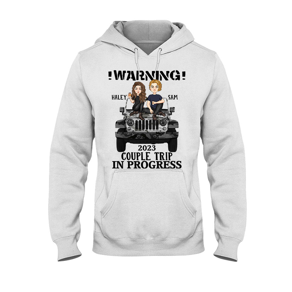 Personalized Couple Car T-Shirt and Hoodie with Custom Names | Engagement, Valentine's Day, Anniversary Gift