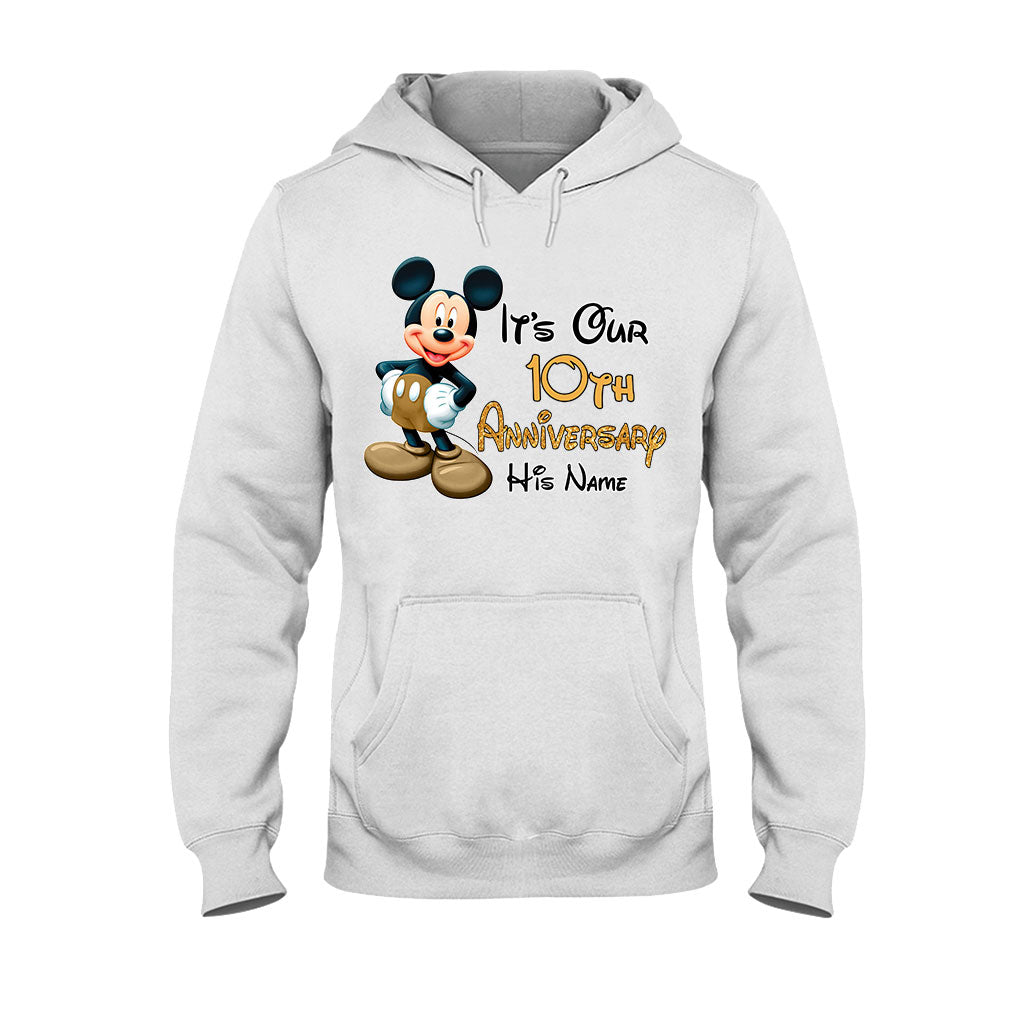 Personalized Mickey and Minnie Anniversary T-shirt & Hoodie Set for Couples