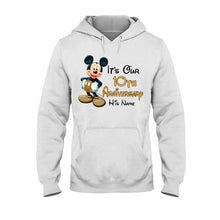Load image into Gallery viewer, Personalized Mickey and Minnie Anniversary T-shirt &amp; Hoodie Set for Couples
