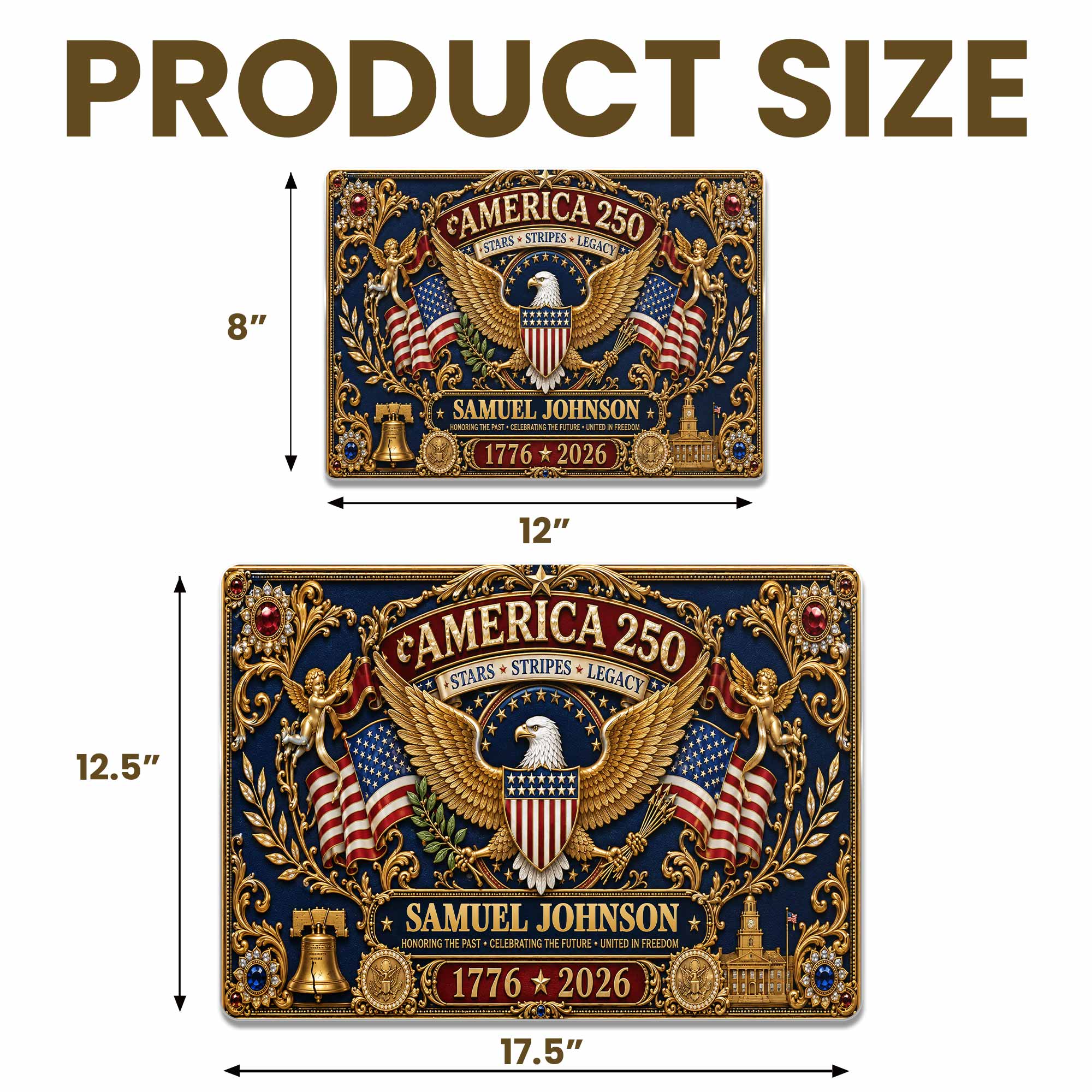 Personalized Metal Sign USA Eagle Liberty Bell Custom Gift