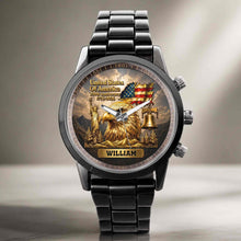 Load image into Gallery viewer, Personalized Men's Watch Custom Name Eagle US Flag Gift for Dad
