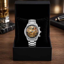 Load image into Gallery viewer, Personalized Men's Watch Custom Name Eagle US Flag Gift for Dad
