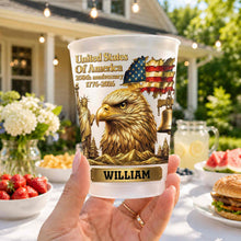 Load image into Gallery viewer, Personalized Frosted Cups USA Flag Custom Name Gift Idea
