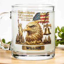 Load image into Gallery viewer, Personalized 250th Anniversary Glass Mug Custom Name Gift for Dad
