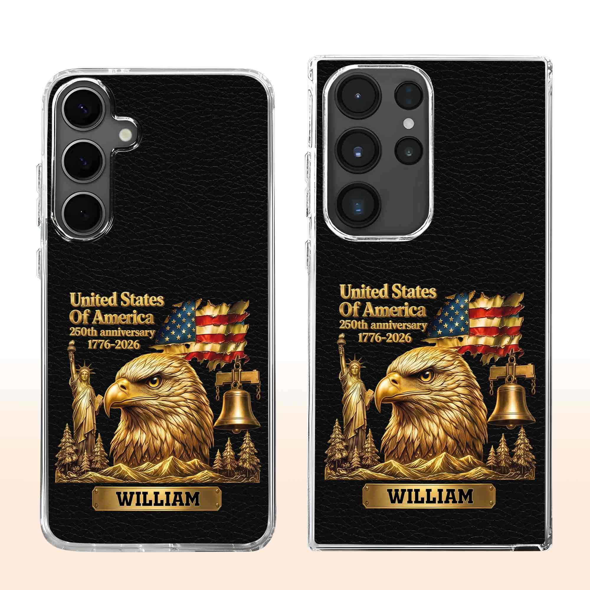 Personalized Clear Phone Case USA Eagle Custom Name Gift