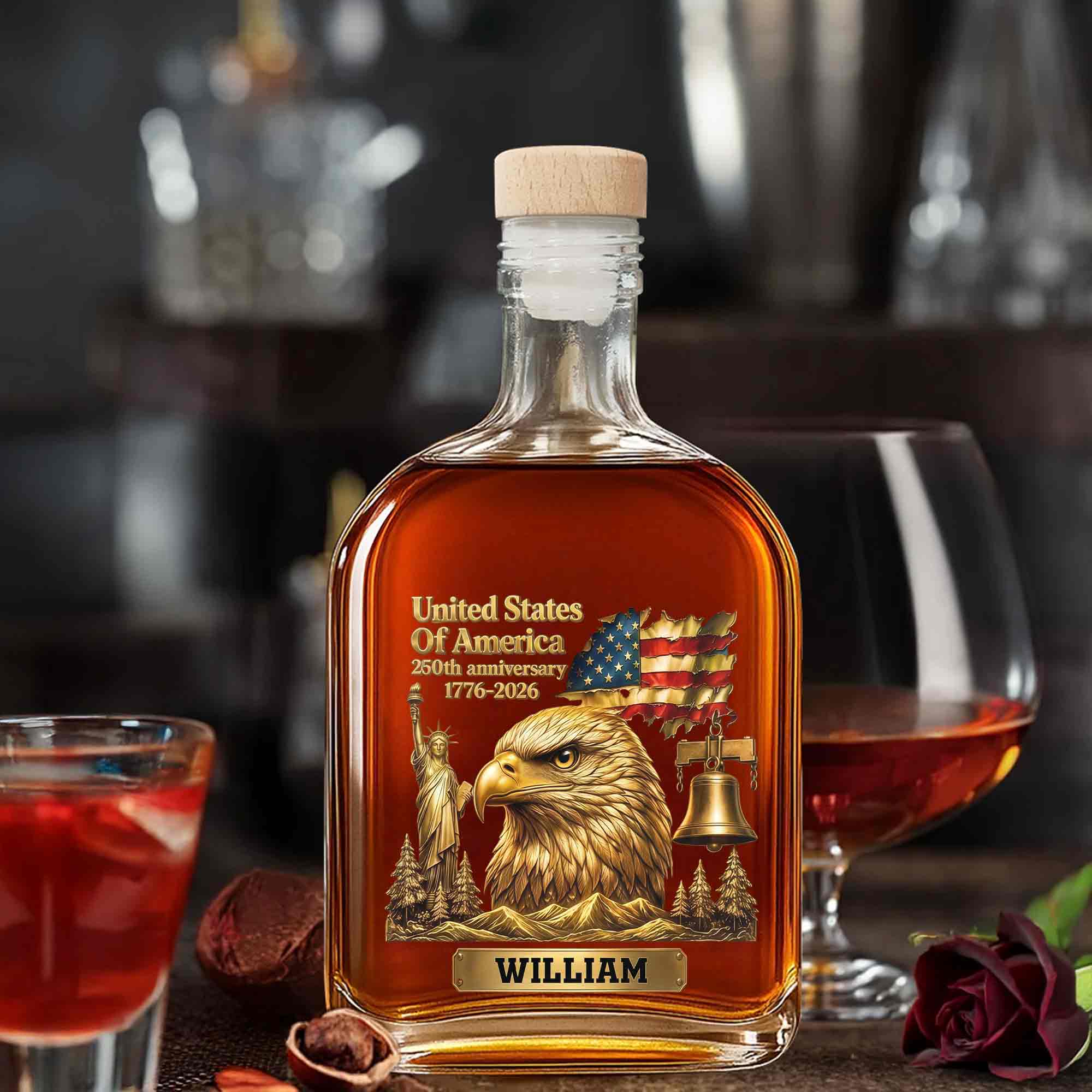 Personalized Whiskey Bottle Custom Name Gift for Dad 4th of July