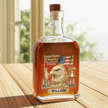 Load image into Gallery viewer, Personalized Whiskey Bottle Custom Name Gift for Dad 4th of July
