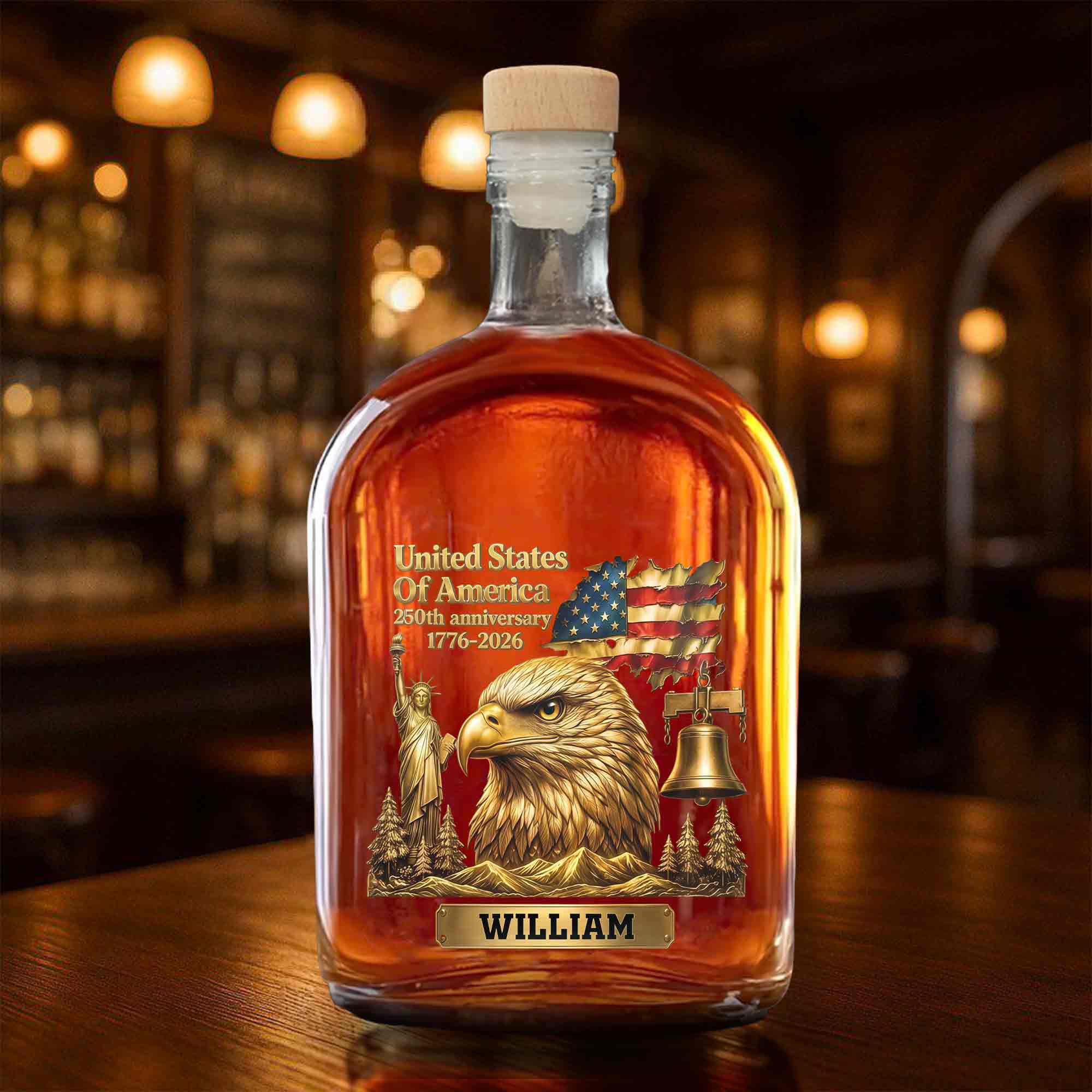 Personalized Whiskey Bottle Custom Name Gift for Dad 4th of July