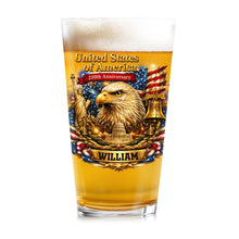 Load image into Gallery viewer, Personalized Custom Beer Glass USA Flag Eagle Gift for Dad

