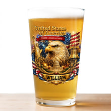 Load image into Gallery viewer, Personalized Custom Beer Glass USA Flag Eagle Gift for Dad
