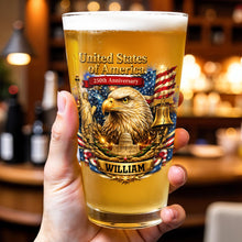Load image into Gallery viewer, Personalized Custom Beer Glass USA Flag Eagle Gift for Dad

