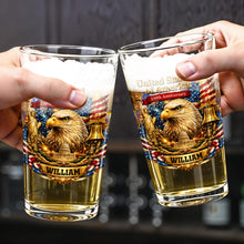 Load image into Gallery viewer, Personalized Custom Beer Glass USA Flag Eagle Gift for Dad

