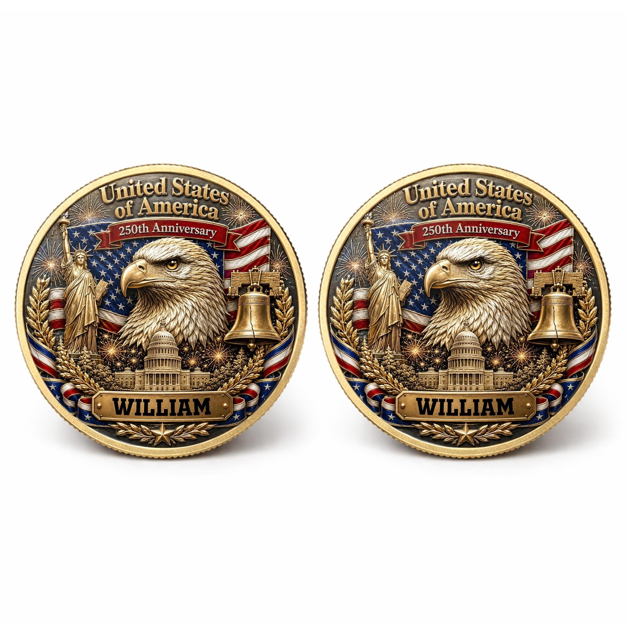 Personalized Commemorative Coin Custom Name Gift for Dad - 4th of July Keepsake