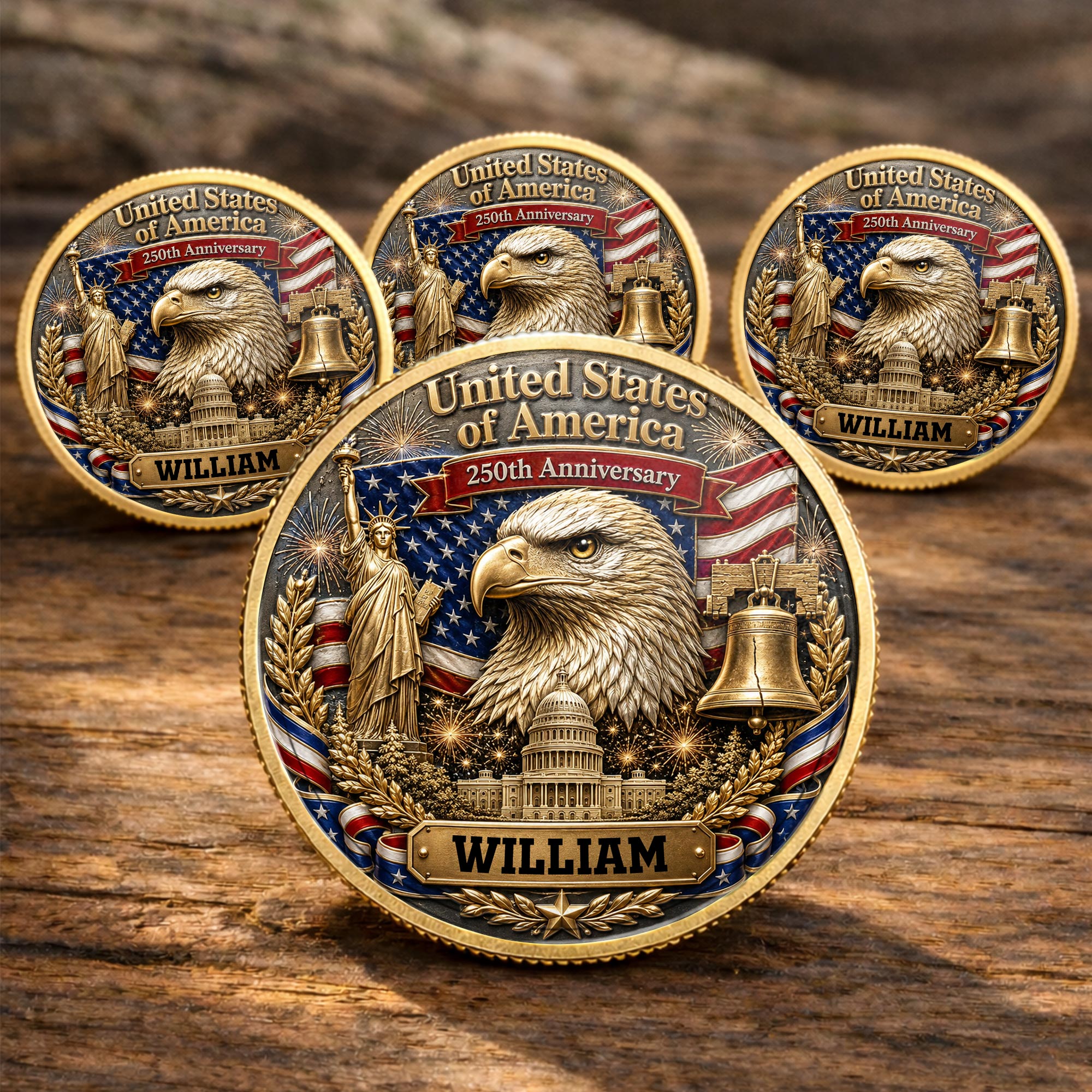 Personalized Commemorative Coin Custom Name Gift for Dad - 4th of July Keepsake