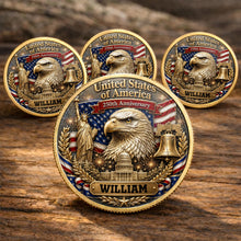 Load image into Gallery viewer, Personalized Commemorative Coin Custom Name Gift for Dad - 4th of July Keepsake
