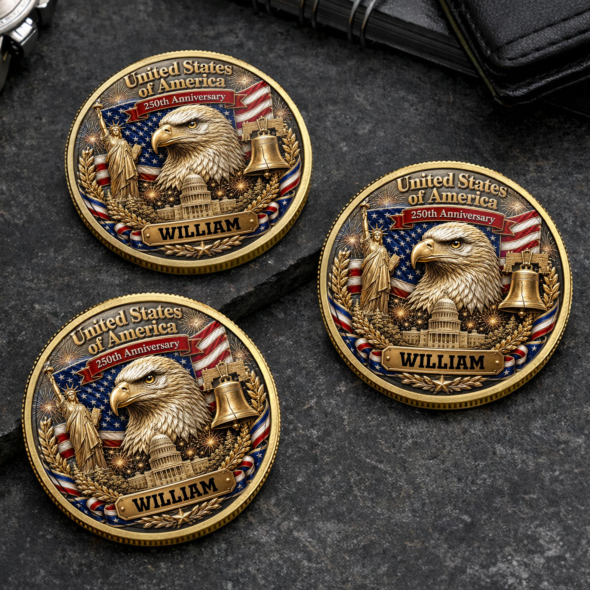 Personalized Commemorative Coin Custom Name Gift for Dad - 4th of July Keepsake