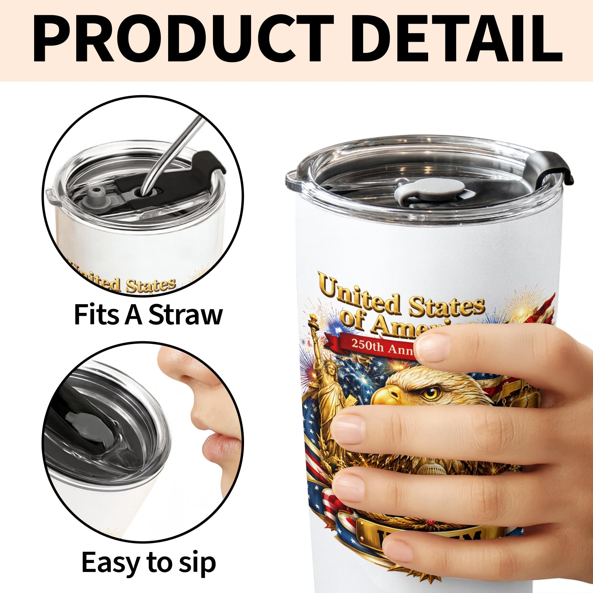Personalized 20oz Stainless Steel Tumbler American Flag Gift for Dad