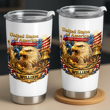 Load image into Gallery viewer, Personalized 20oz Stainless Steel Tumbler American Flag Gift for Dad
