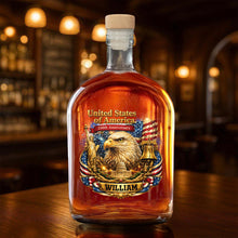 Load image into Gallery viewer, Personalized Whiskey Bottle with Eagle Liberty Bell Design Gift for Dad
