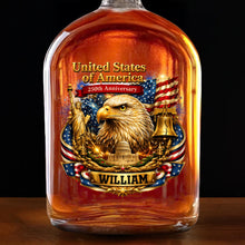Load image into Gallery viewer, Personalized Whiskey Bottle with Eagle Liberty Bell Design Gift for Dad
