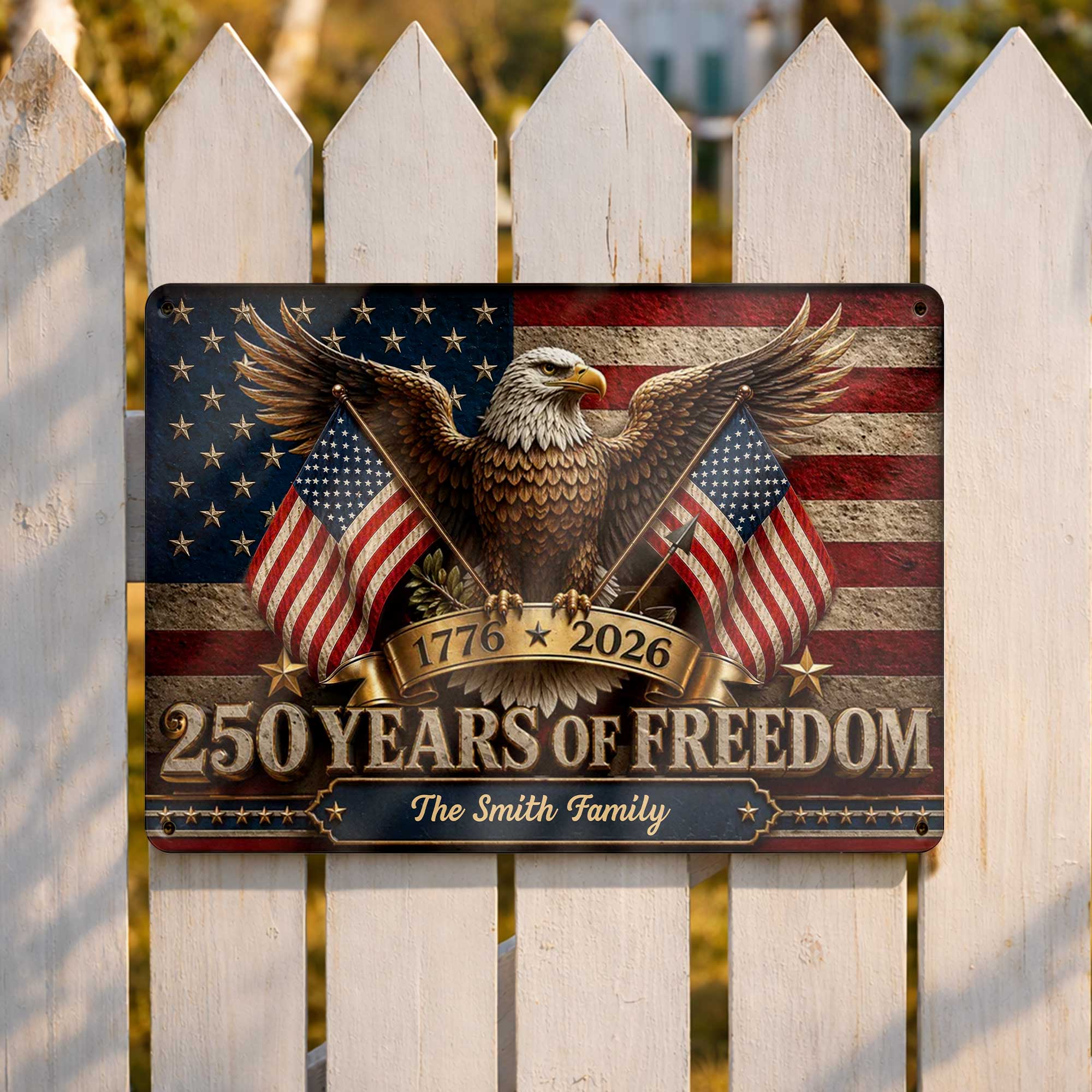 Personalized Bald Eagle Metal Sign Custom Family Name Gift