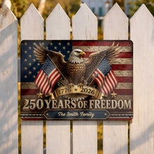 Load image into Gallery viewer, Personalized Bald Eagle Metal Sign Custom Family Name Gift
