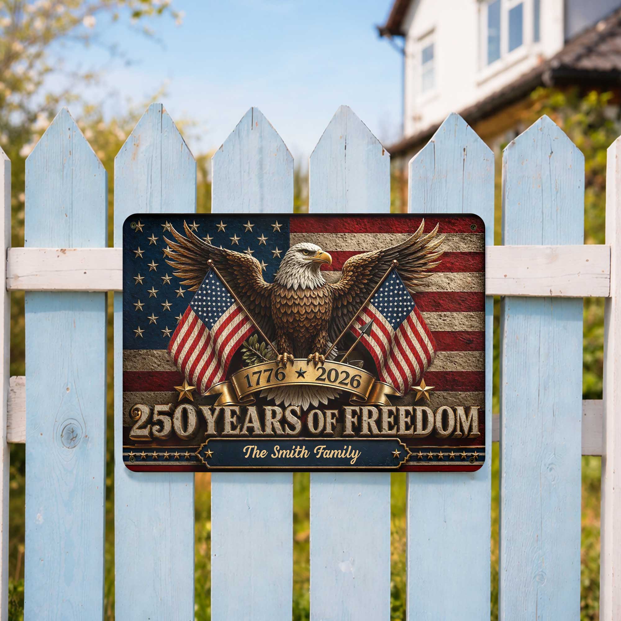 Personalized Bald Eagle Metal Sign Custom Family Name Gift