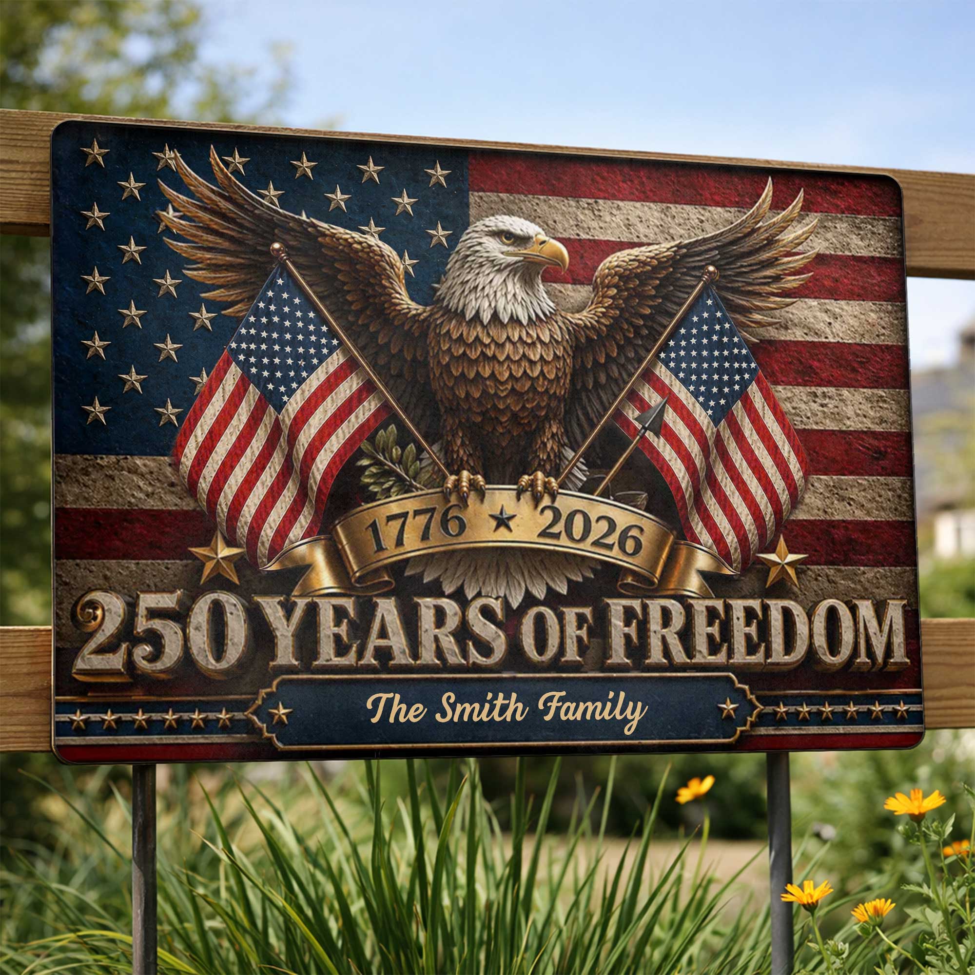 Personalized Bald Eagle Metal Sign Custom Family Name Gift