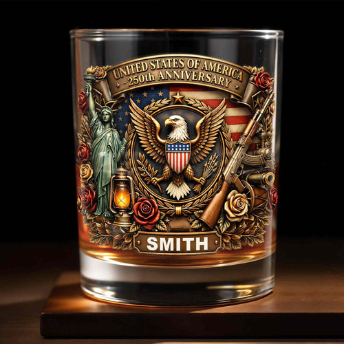 Personalized Whiskey Glass Custom Name 250th Anniversary Gift for Dad