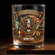 Load image into Gallery viewer, Personalized Whiskey Glass Custom Name 250th Anniversary Gift for Dad
